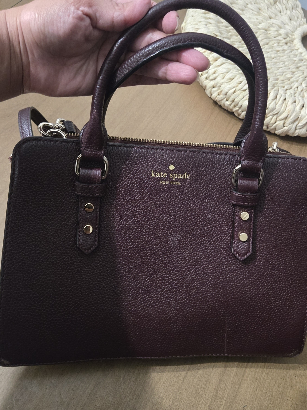 kate spade New York Pebbled Leather Satchel - Deep Burgundy - Picture 3 of 14